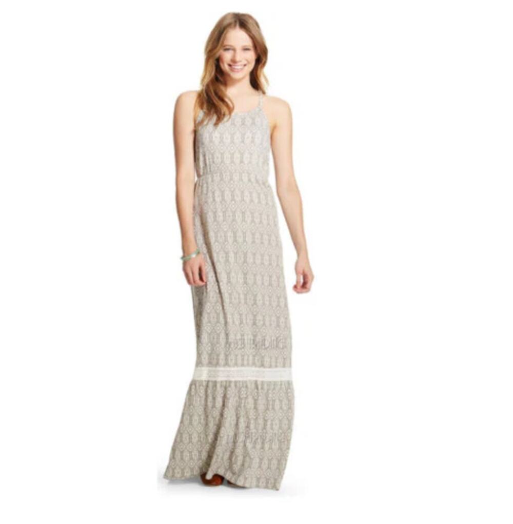 Mossimo Gray Geo Print Maxi Dress